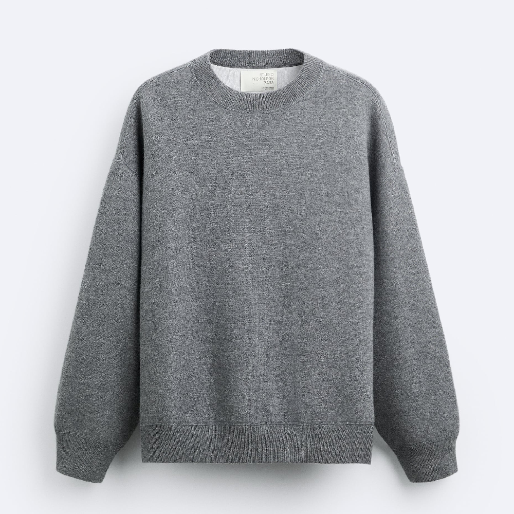 Свитер Zara X Studio Nicholson Cashmere Blend, серый свитер cashmere seamless zara серый