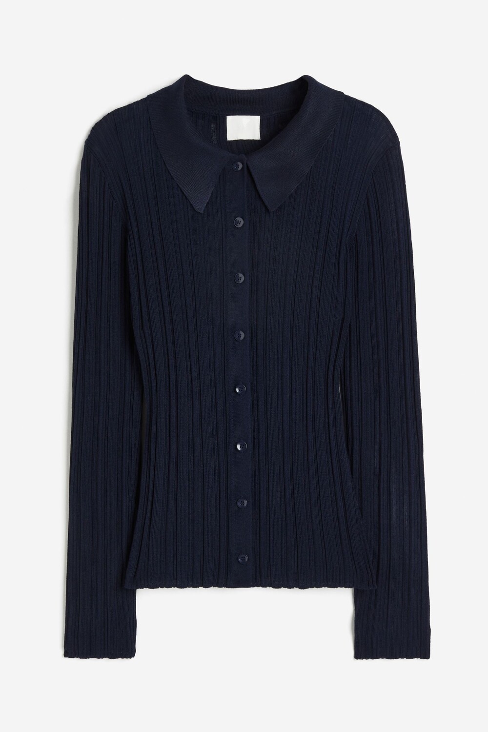 

Кардиган H&M Rib-knit With Collar, темно-синий