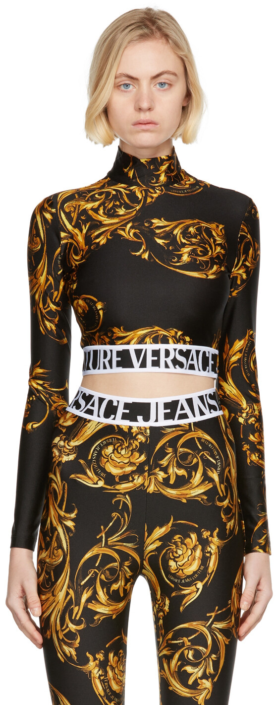

Черная укороченная водолазка Regalia Baroque Versace Jeans Couture, Черный