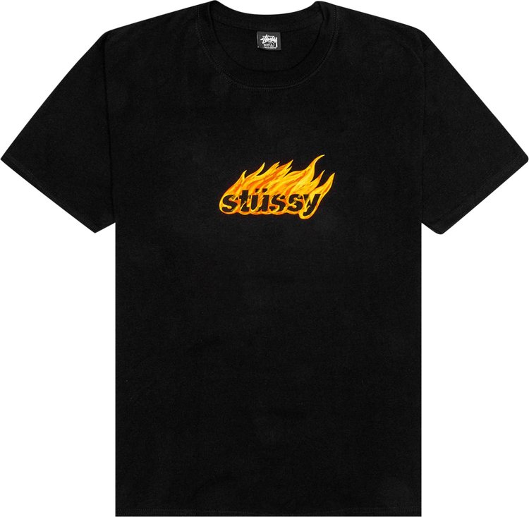 

Футболка Stussy Flames Tee 'Black', черный