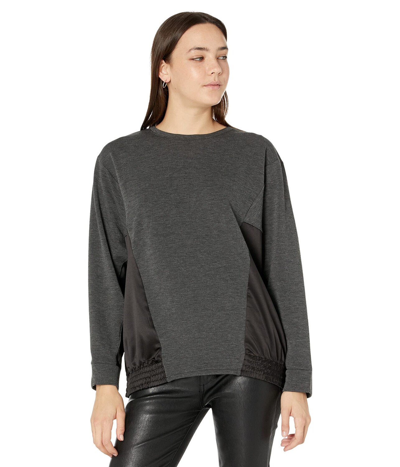 

Пуловер H Halston, Long Sleeve Dolman Mix Media Pullover