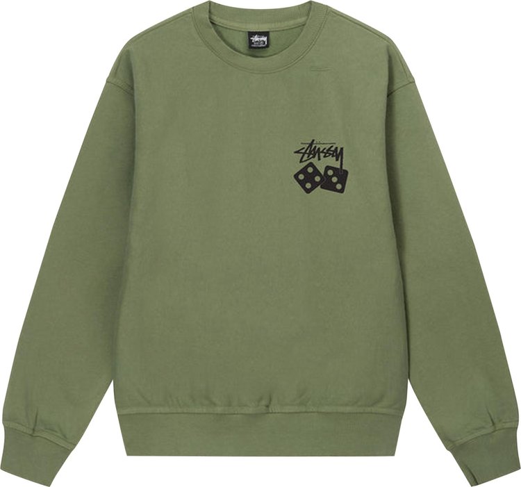 Толстовка Stussy Dice Pigment Dyed Crew 'Artichoke', зеленый