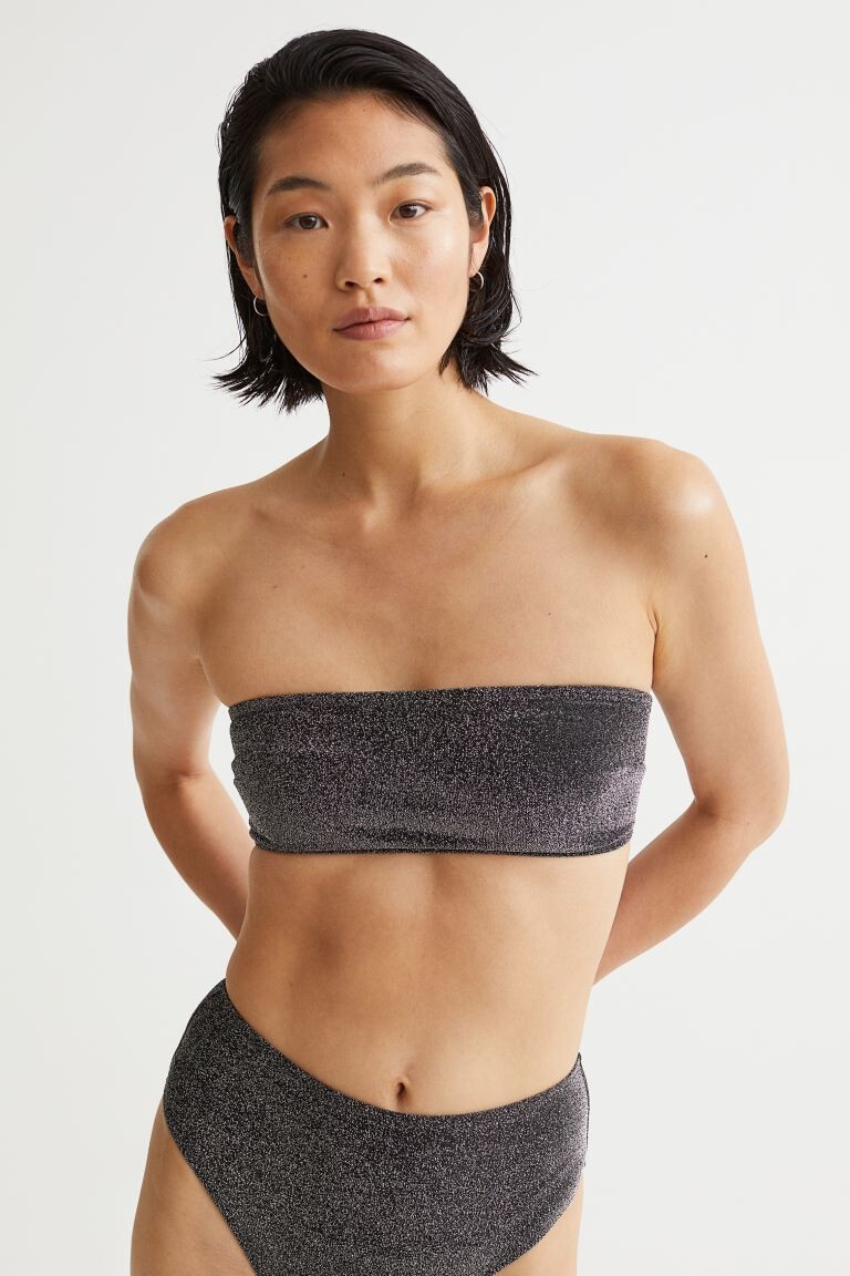 

Мягкий лиф бикини-бандо H&M, черный/блеск