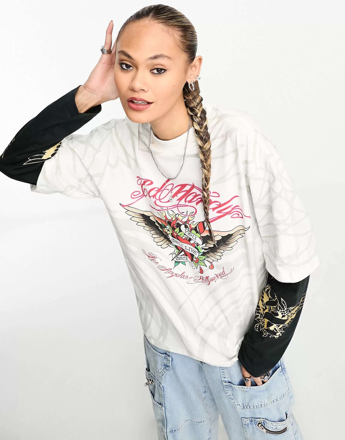

Свободная футболка с двумя рукавами Ed Hardy