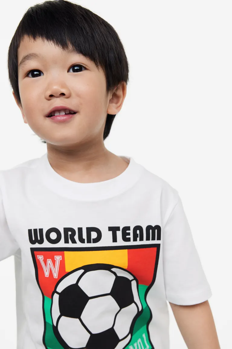 Хлопковая футболка H&M, белый