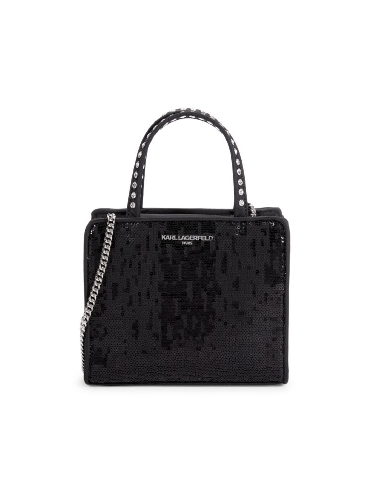 Мини-сумка Maybelle с пайетками и ручкой сверху Karl Lagerfeld Paris, черный