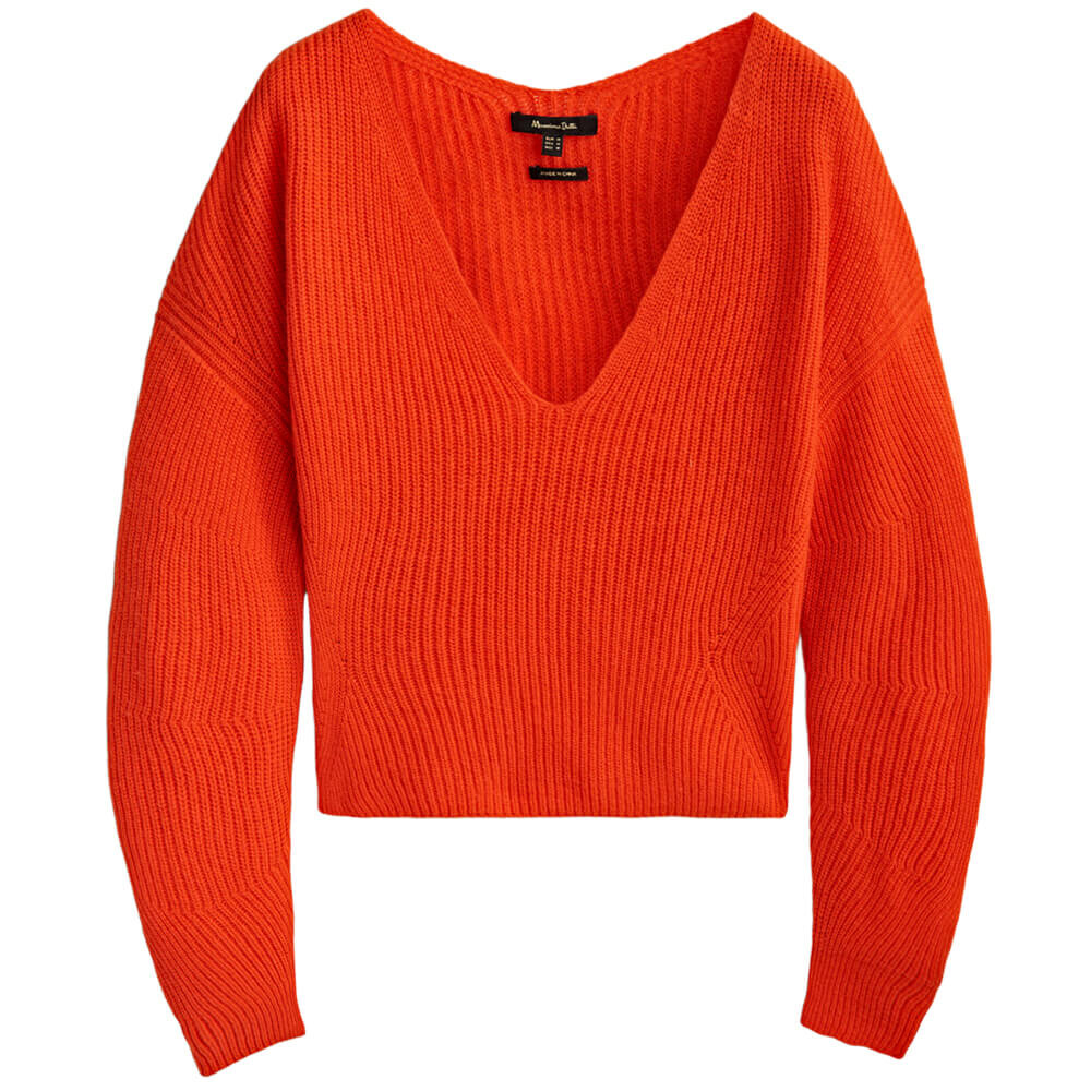 

Свитер Massimo Dutti Purl Knit, оранжево-красный