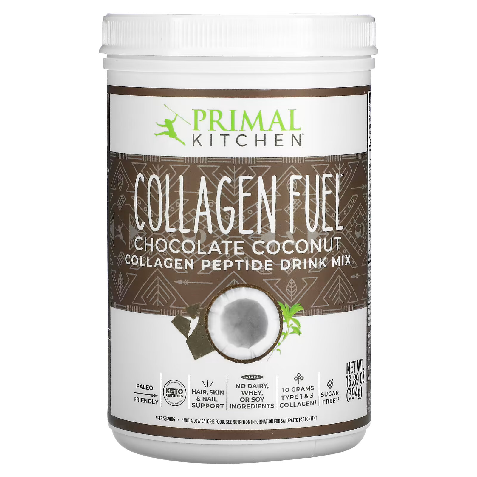Primal Kitchen, Collagen Fuel, шоколад и кокос, 394 г (13,89 унции) primal kitchen collagen keto latte чай с чаем 8 55 унций 242 4 г