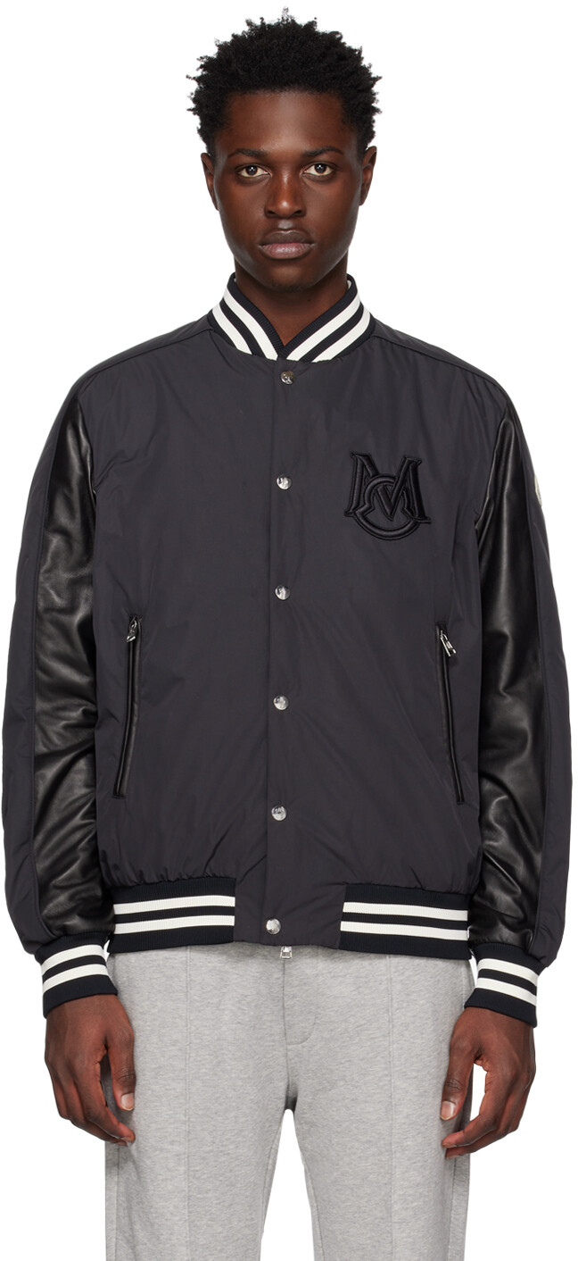 

Черный кожаный пуховик Detian Moncler