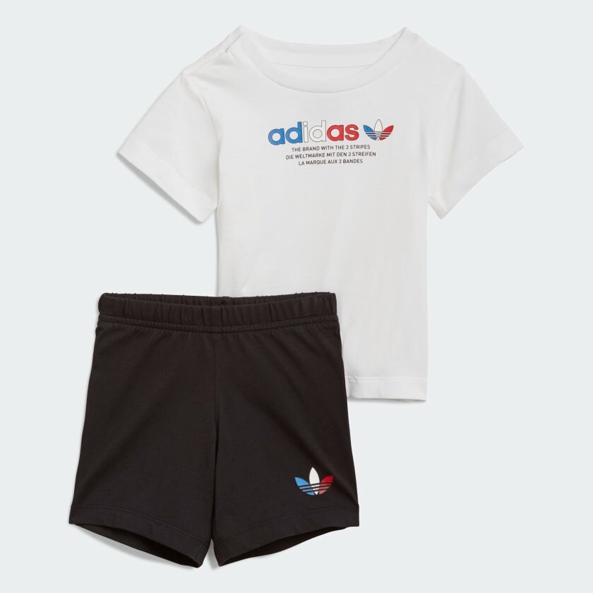 

Детский комплект Adidas Originals Adicolor Shorts And Tee, 2 предмета, белый/черный