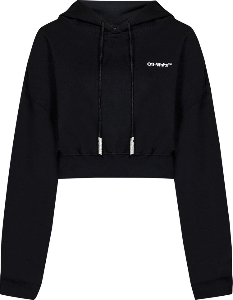 

Худи Off-White For All Helvetica Crop Over Hoodie Black/White, черный