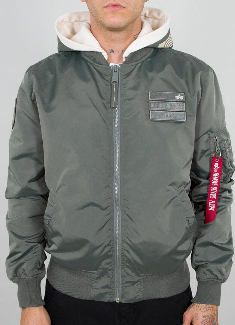 

Куртка Alpha Industries MA-1 TT Hood Custom, зелено-серая, Зеленый