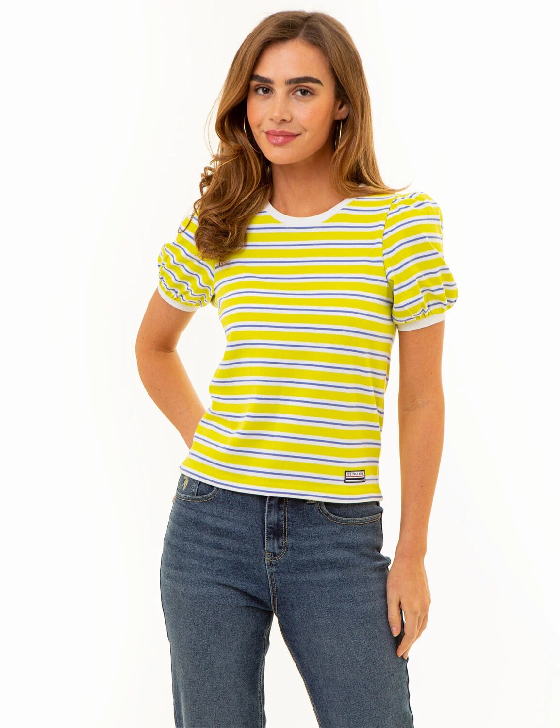 

Футболка U.S. Polo Assn. Horizontal Stripe Volume Sleeve, желтый