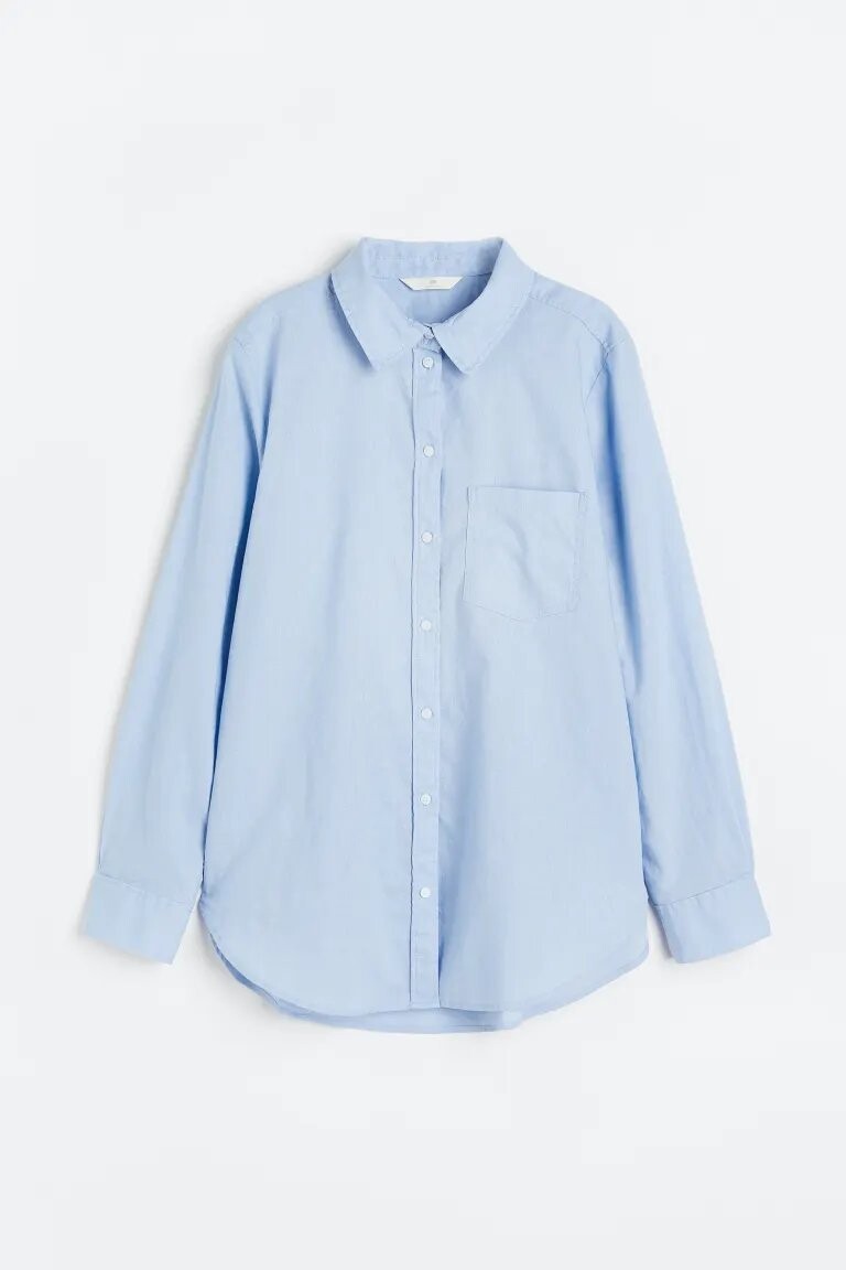 

Рубашка H&M Linen-blend, светло-голубой