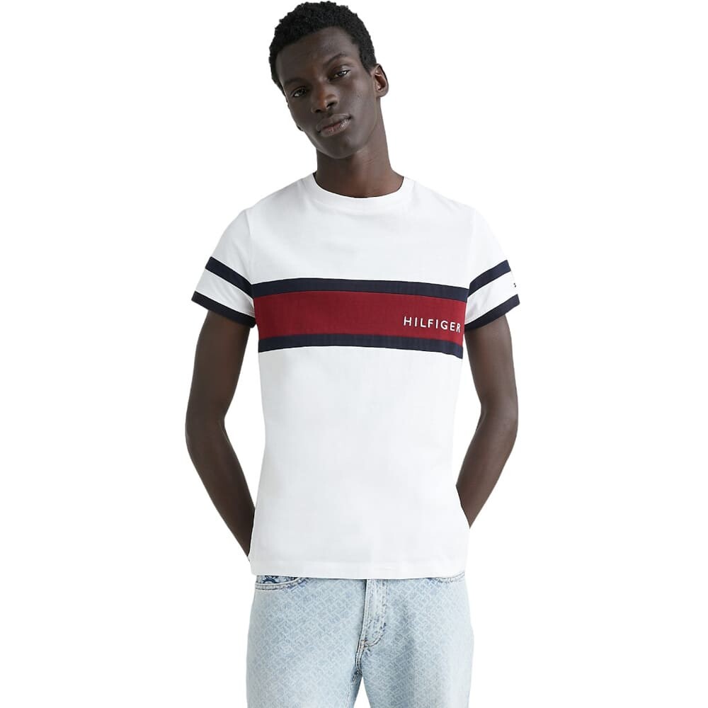 

Футболка Tommy Hilfiger Slim Fit Colorblock Strip, белый
