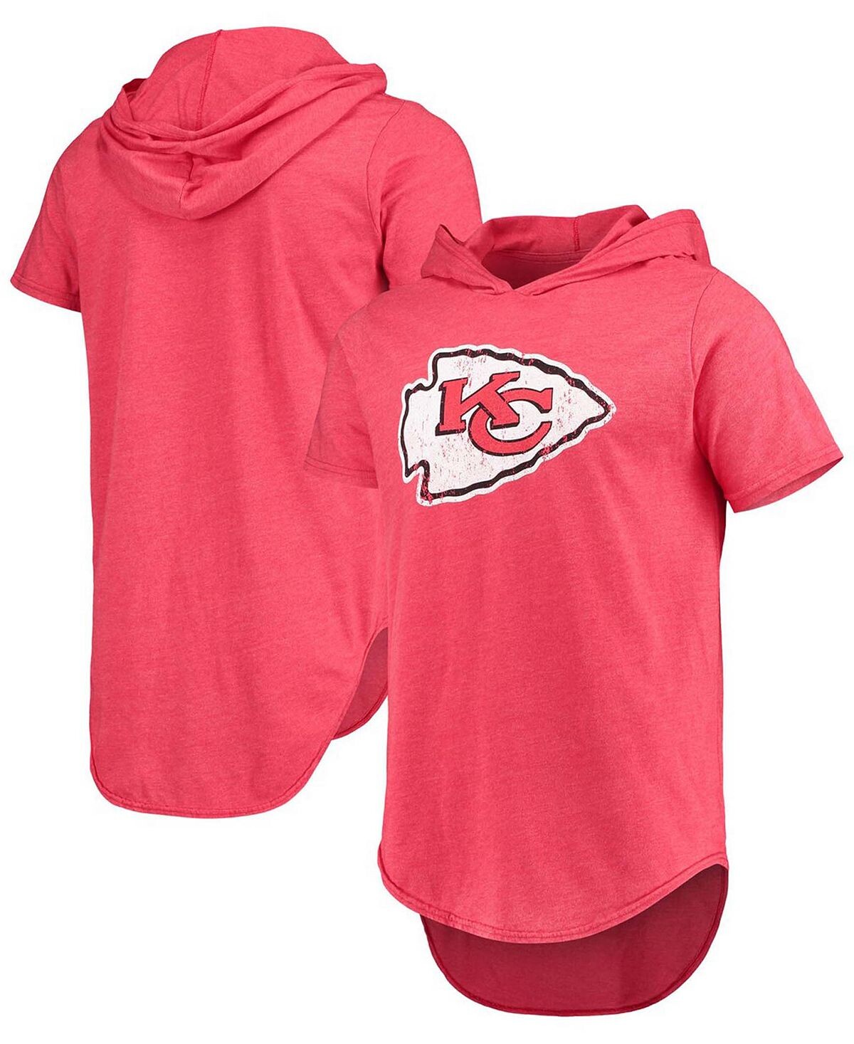

Мужская красная футболка с капюшоном с логотипом kansas city chiefs primary tri-blend Majestic, красный