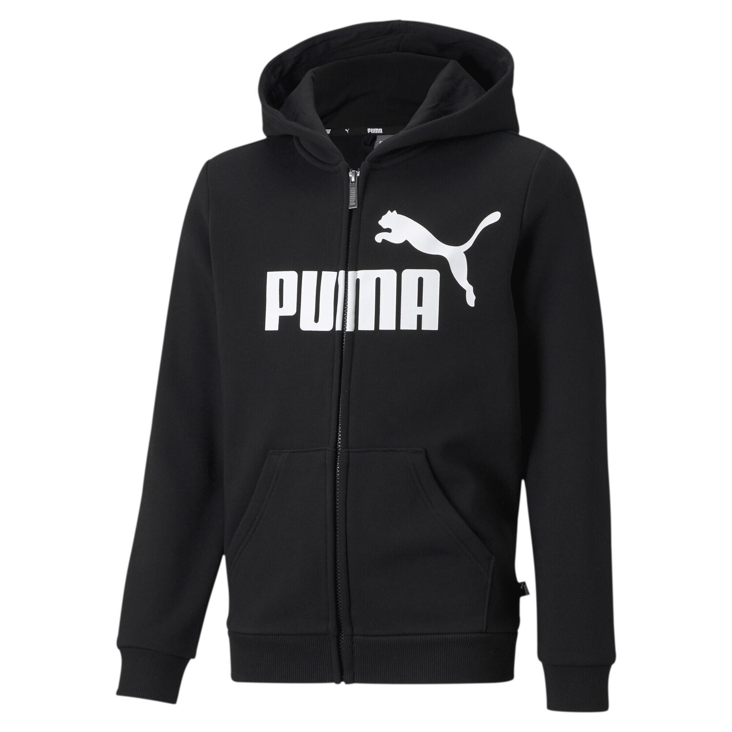 

Essentials Толстовка с капюшоном и молнией во всю длину с большим логотипом PUMA, черный