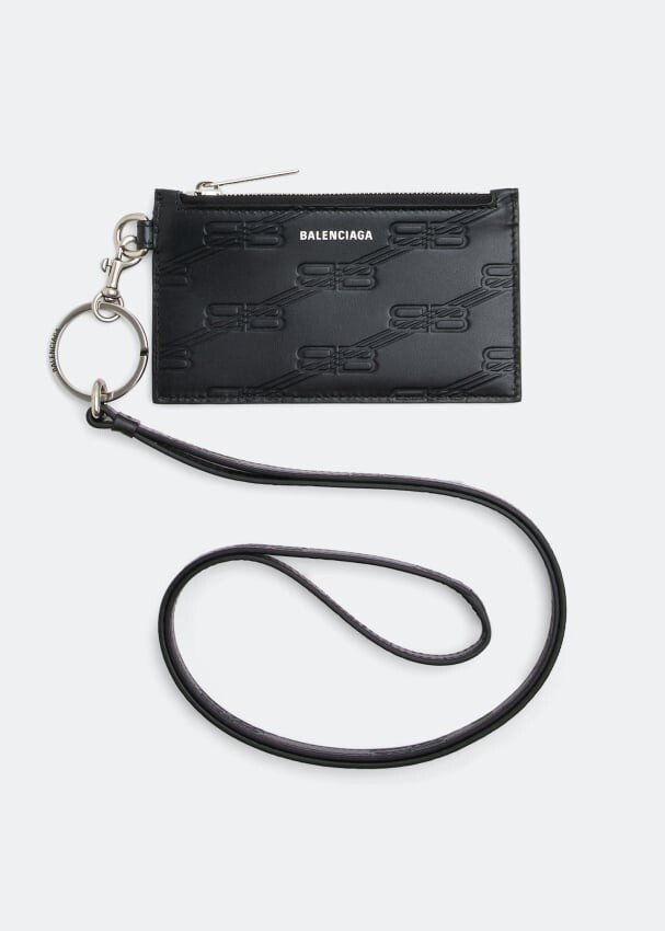 

Картхолдер BALENCIAGA BB embossed card case on keyring, черный