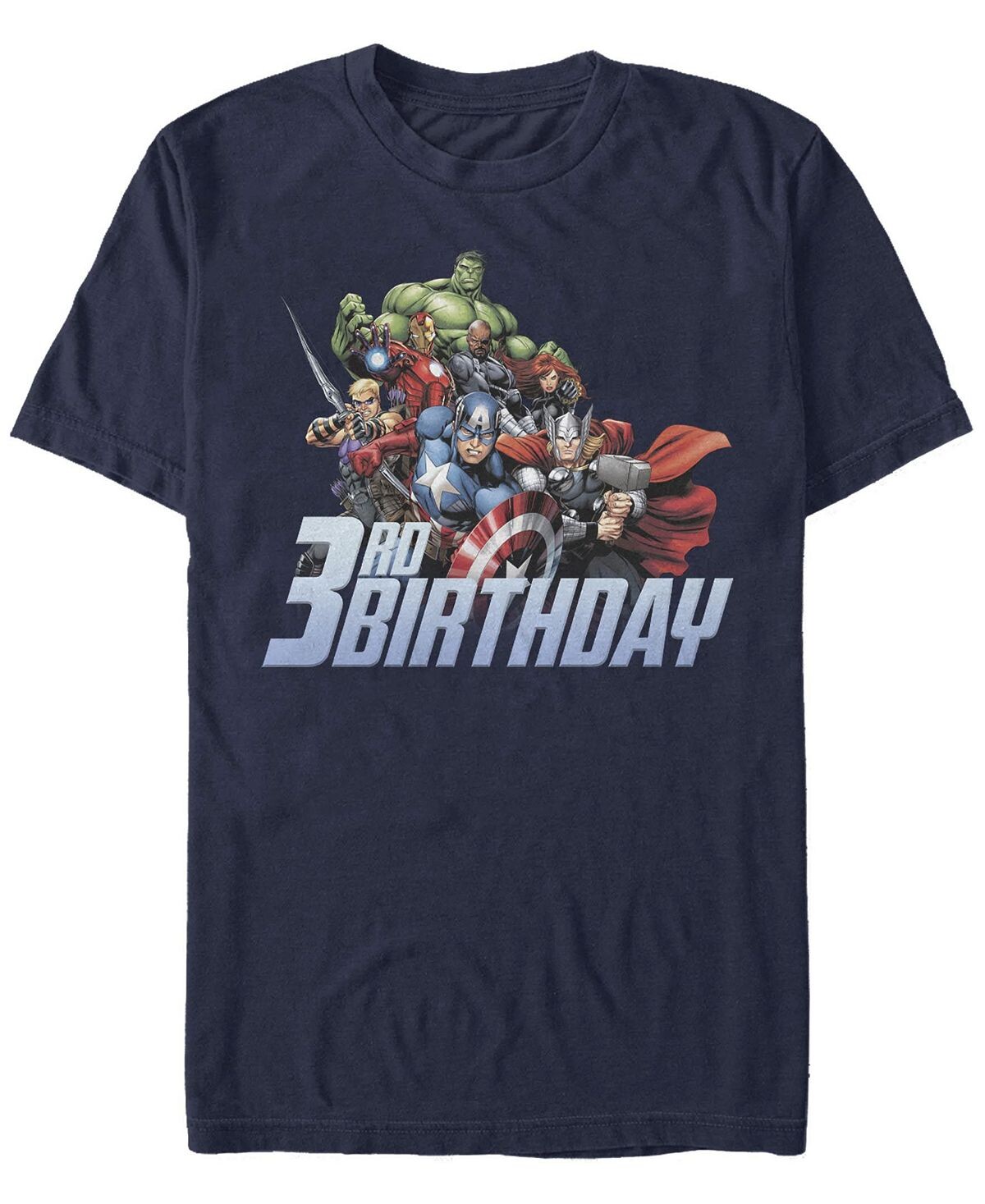 

Мужская футболка с круглым вырезом и короткими рукавами avengers 3d birthday Fifth Sun, синий