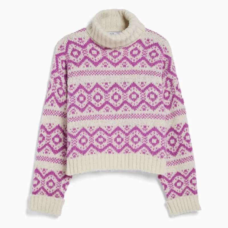 

Свитер Bershka Jacquard Polo Neck, розовый