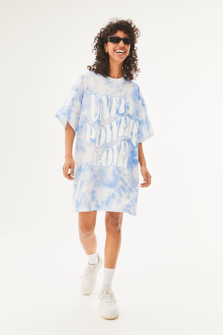 

Платье-футболка оверсайз H&M, синий/единство