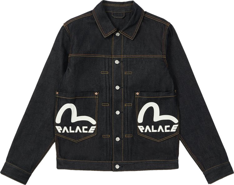 Куртка Palace x Evisu Classic Seagull Denim Jacket 'Raw Indigo', синий
