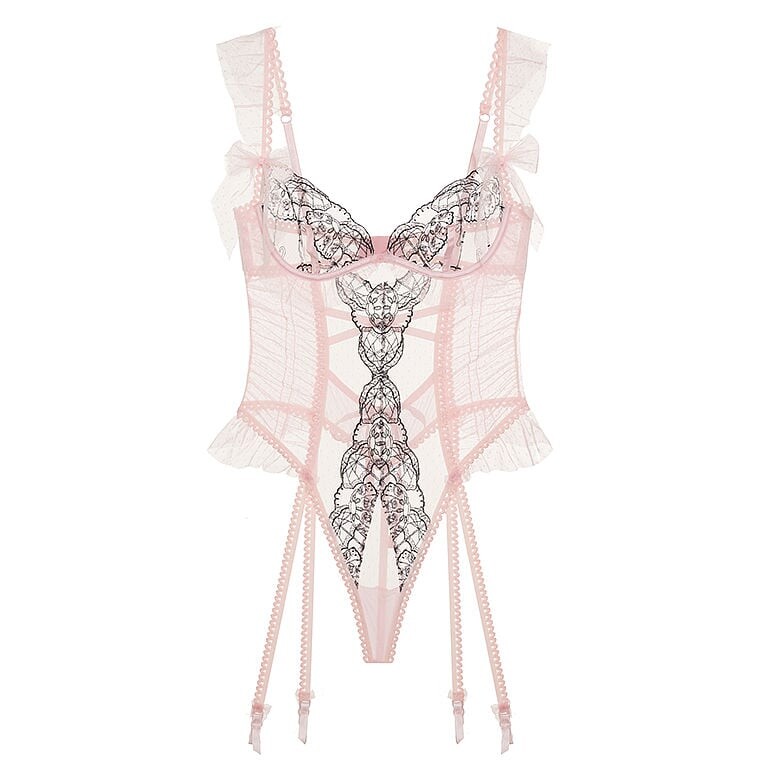 

Боди For Love & Lemons Rue, розовый/черный