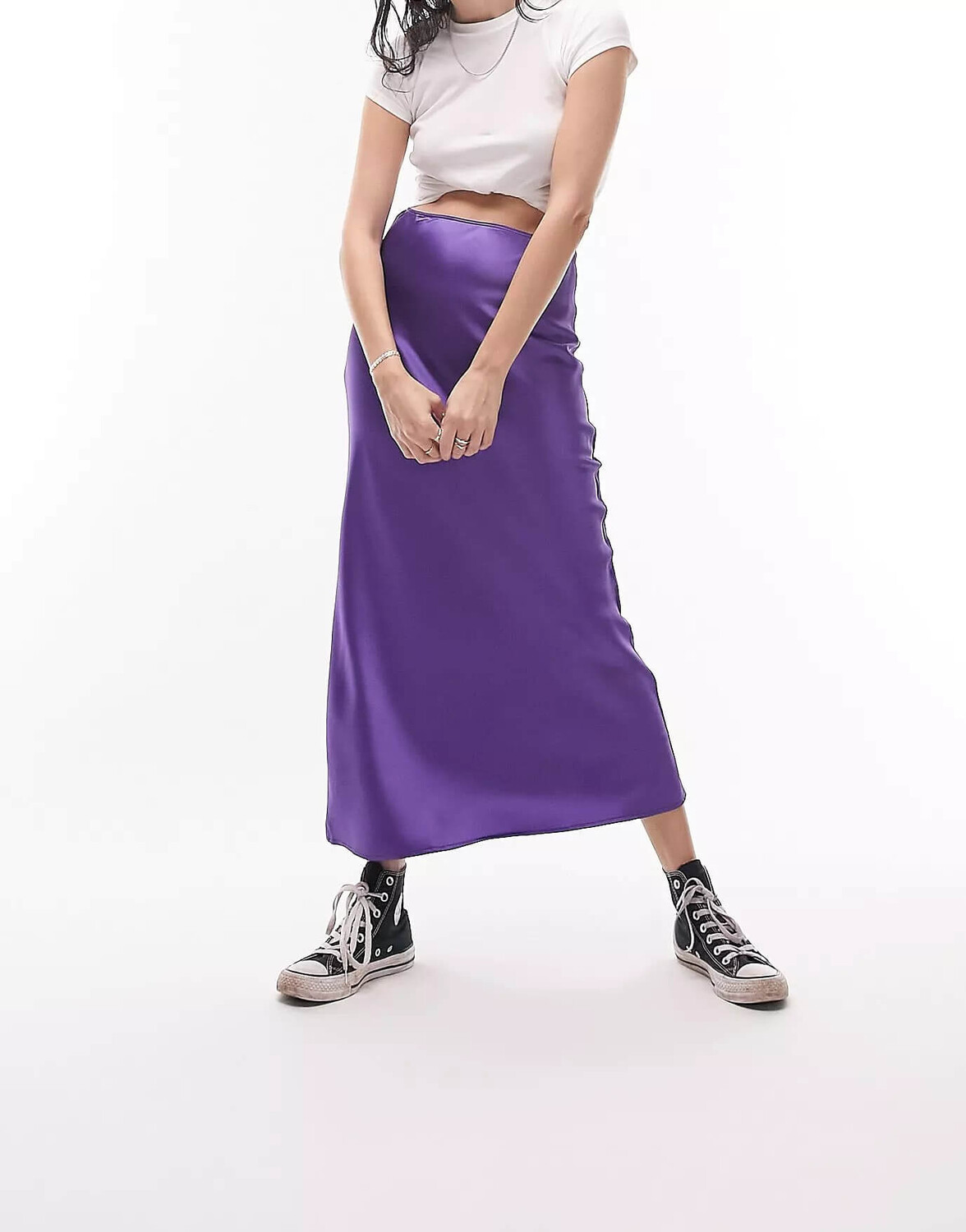 

Юбка Topshop Satin Bias Midi, фиолетовый