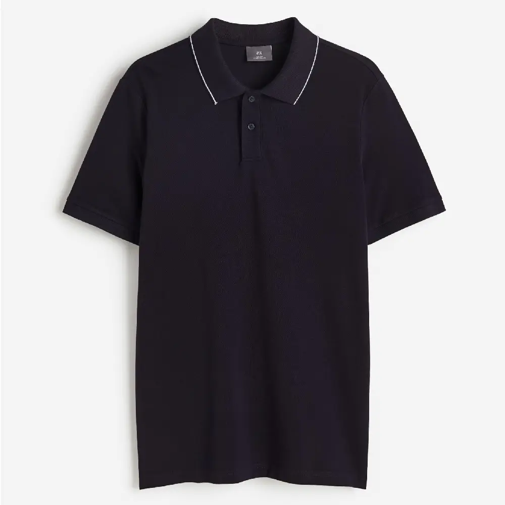 

Футболка поло H&M Slim Fit Cotton, темно-синий