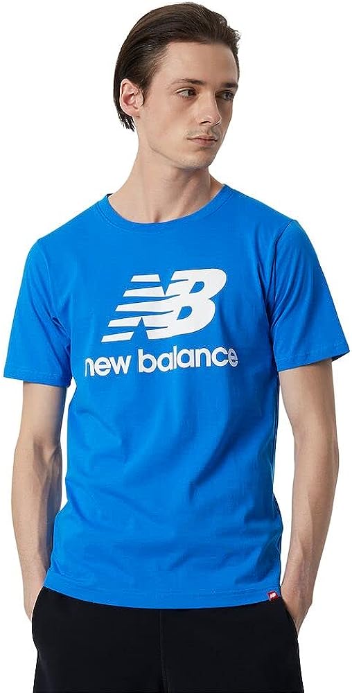 

Футболка New Balance Men's Nb Essentials Stacked Logo Short Sleeve, голубой, Синий