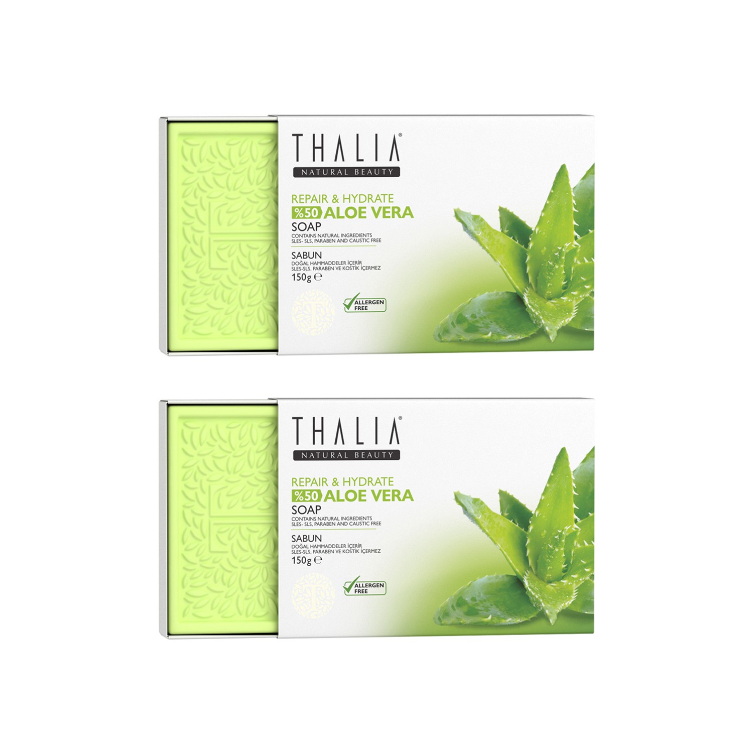 Натуральное твердое мыло Thalia Aloe Vera, 2 x 75 гр thalia natural beauty repair