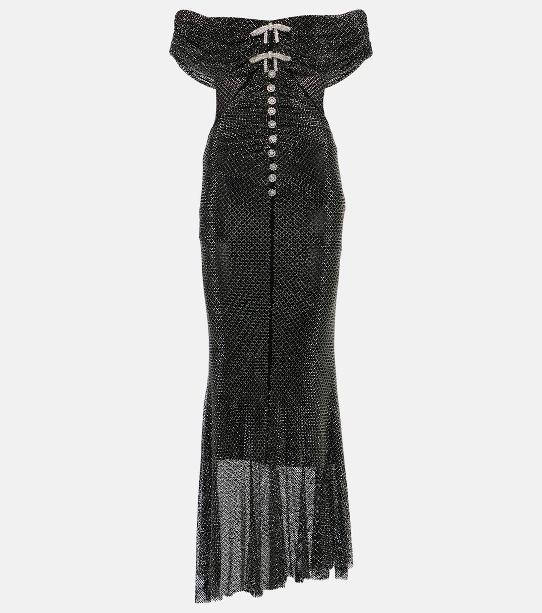 Украшенное платье миди с эффектом металлик Self-Portrait, черный украшенное платье миди self portrait черный