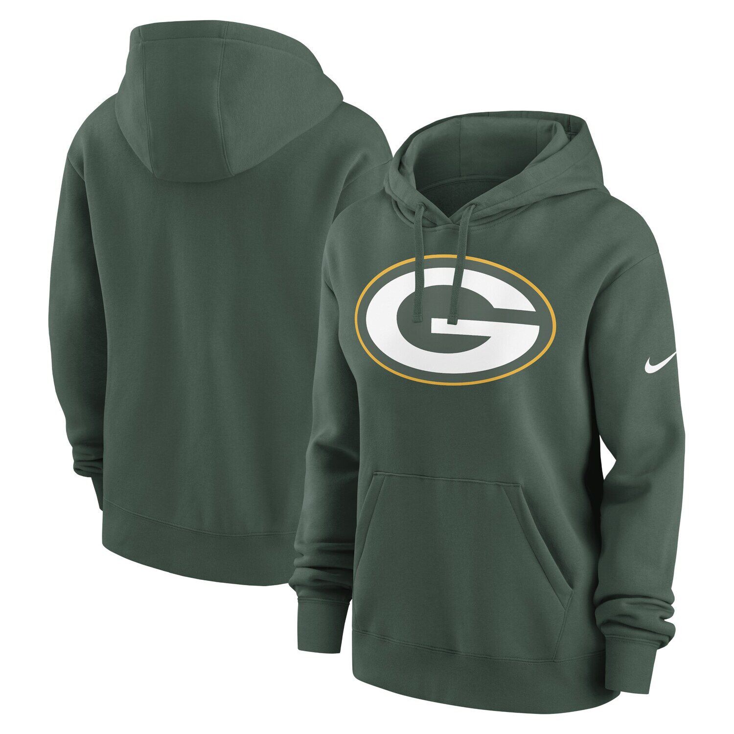 

Женский флисовый пуловер с капюшоном Nike Green Green Bay Packers Team Logo Club Nike