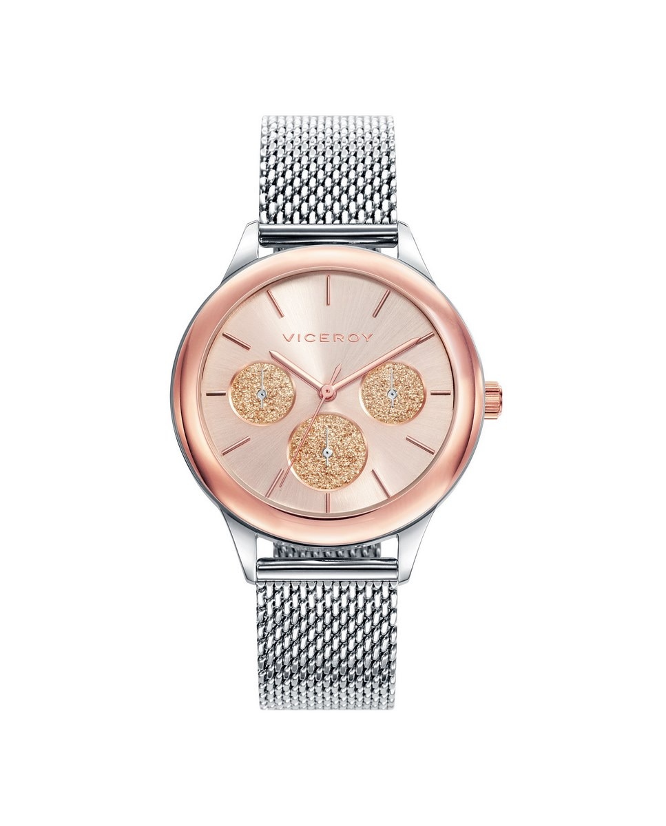цена Шикарные многофункциональные женские часы из стали с розовым IP-адресом Viceroy, серебро