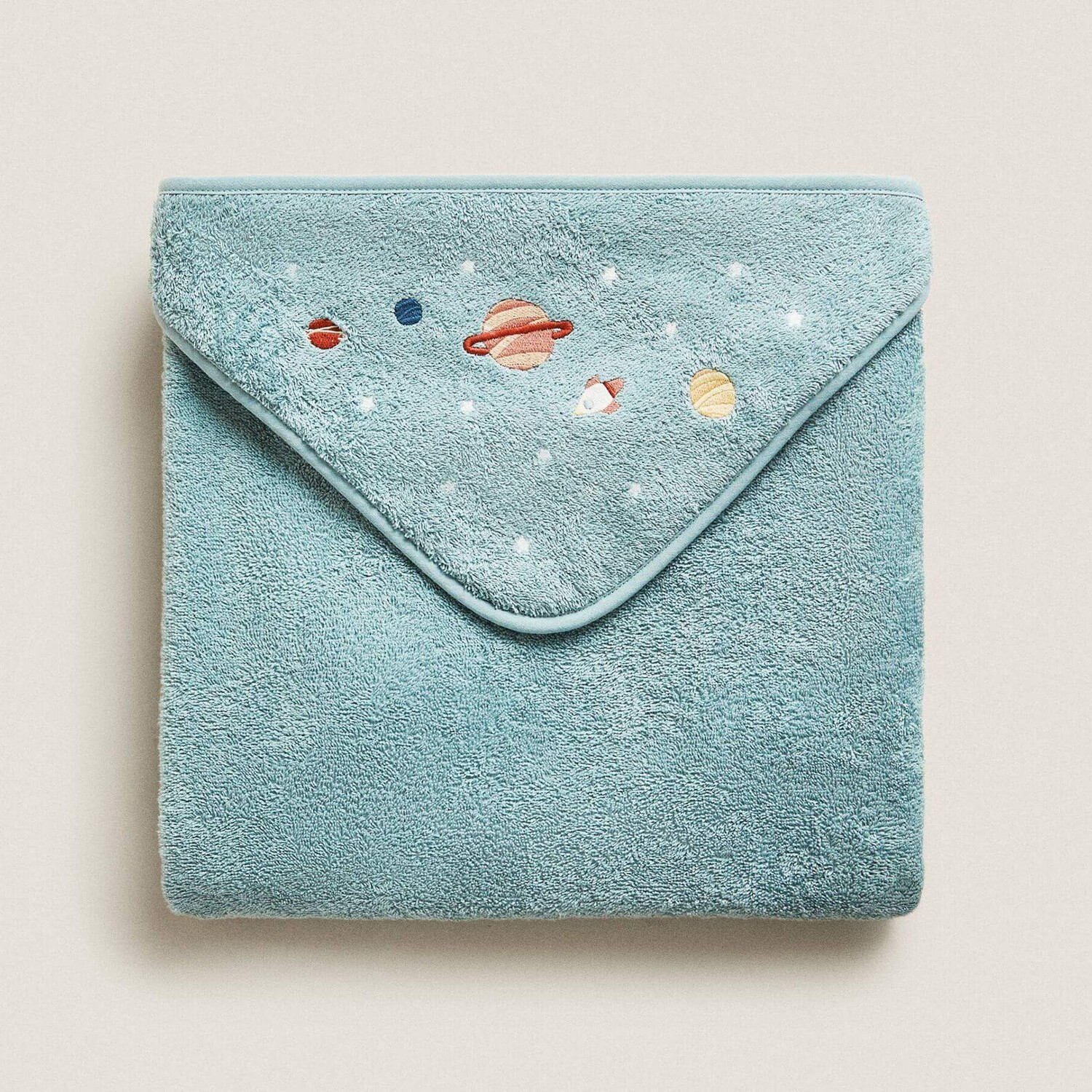

Полотенце с капюшоном Zara Home Hooded With Glow-in-the-dark Embroidered Planets, мятный