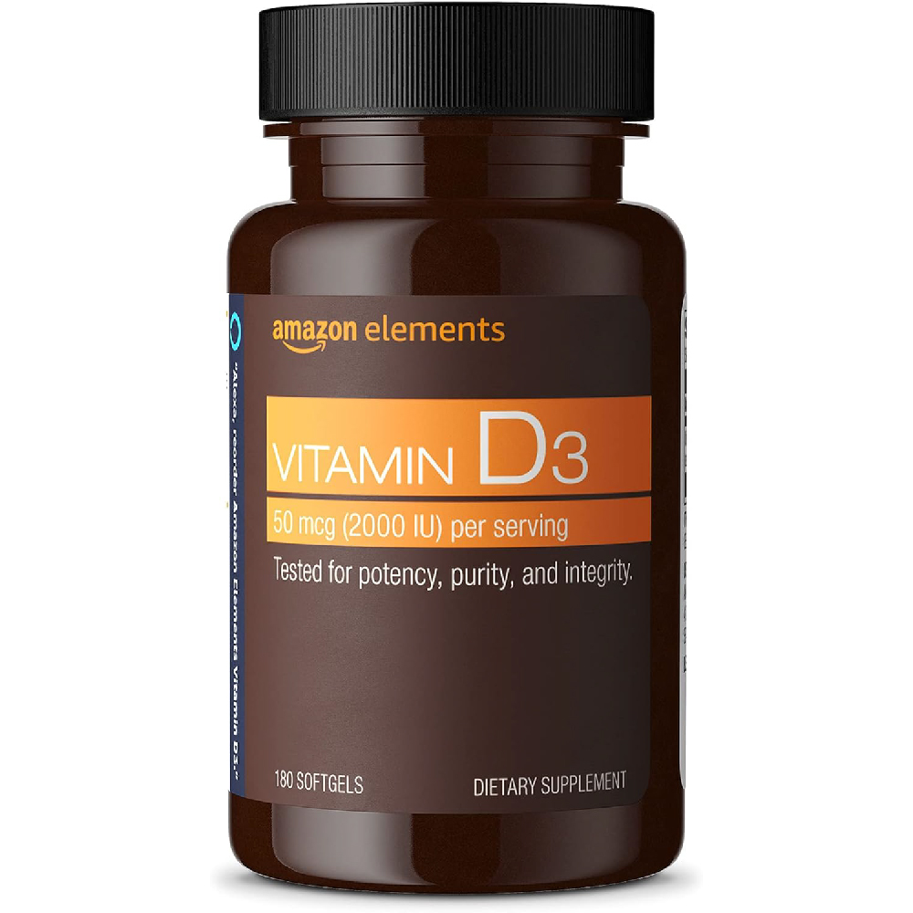 Витамин D3 Amazon Elements 2000 МЕ, 180 мягких капсул витамин d3 extra 2000 ме 30 капсул
