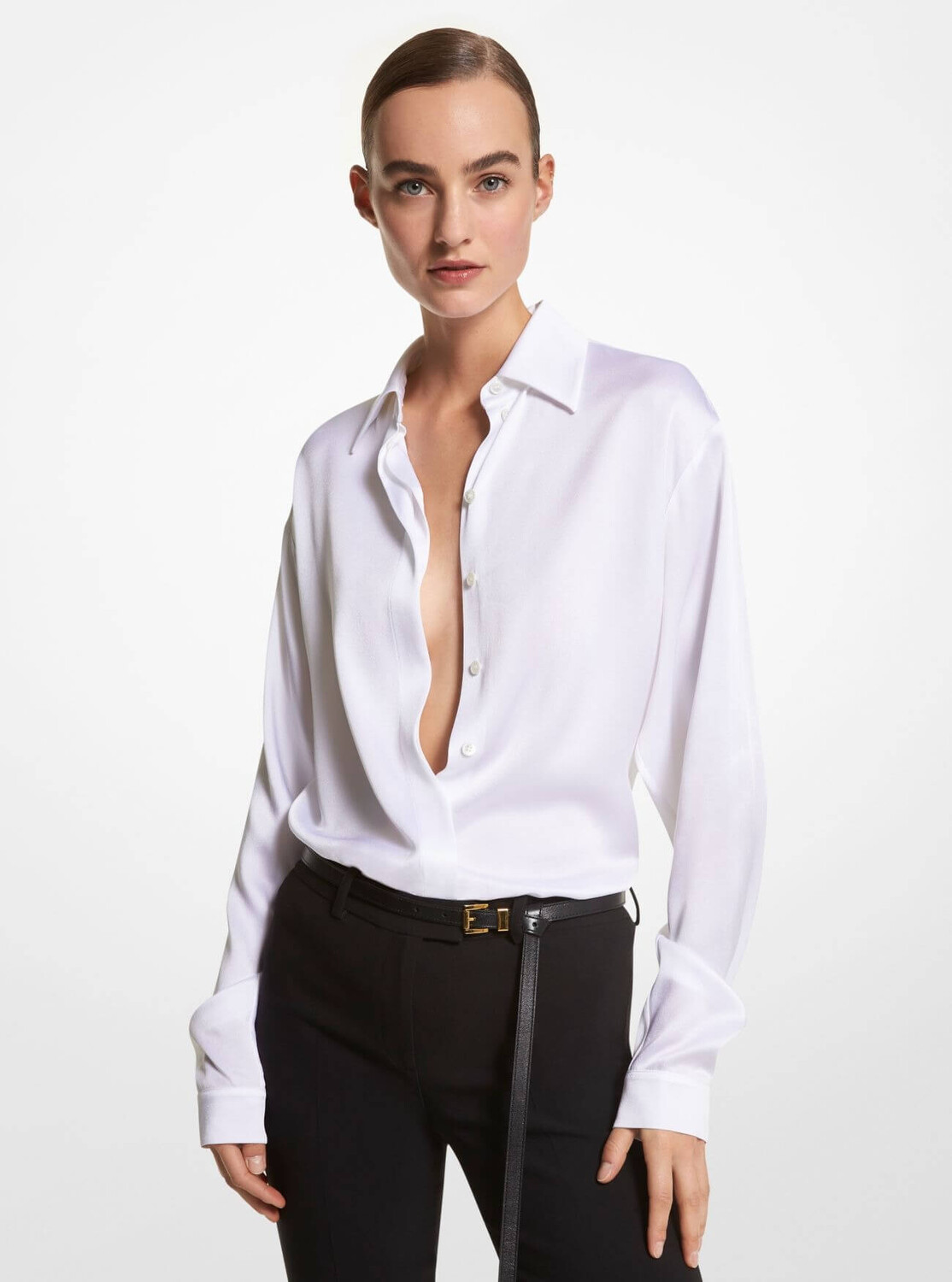 

Рубашка Michael Kors Charmeuse Boyfriend, белый