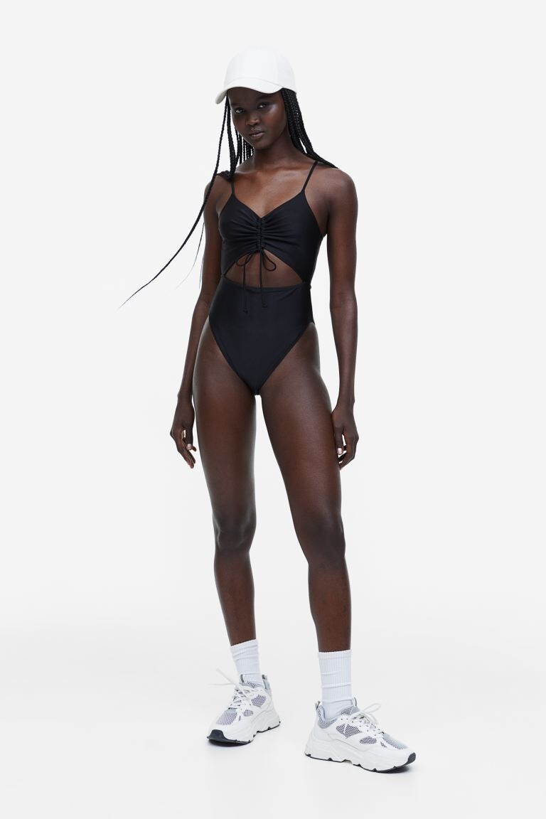 

Купальник с завышенной талией и кулиской H&M, черный