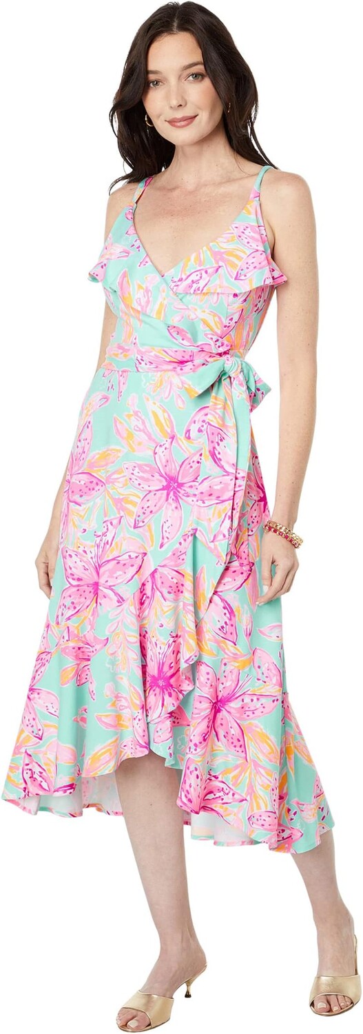 

Платье Fontaine Knee Length Wrap Lilly Pulitzer, цвет Surf Blue Bonita Blooms