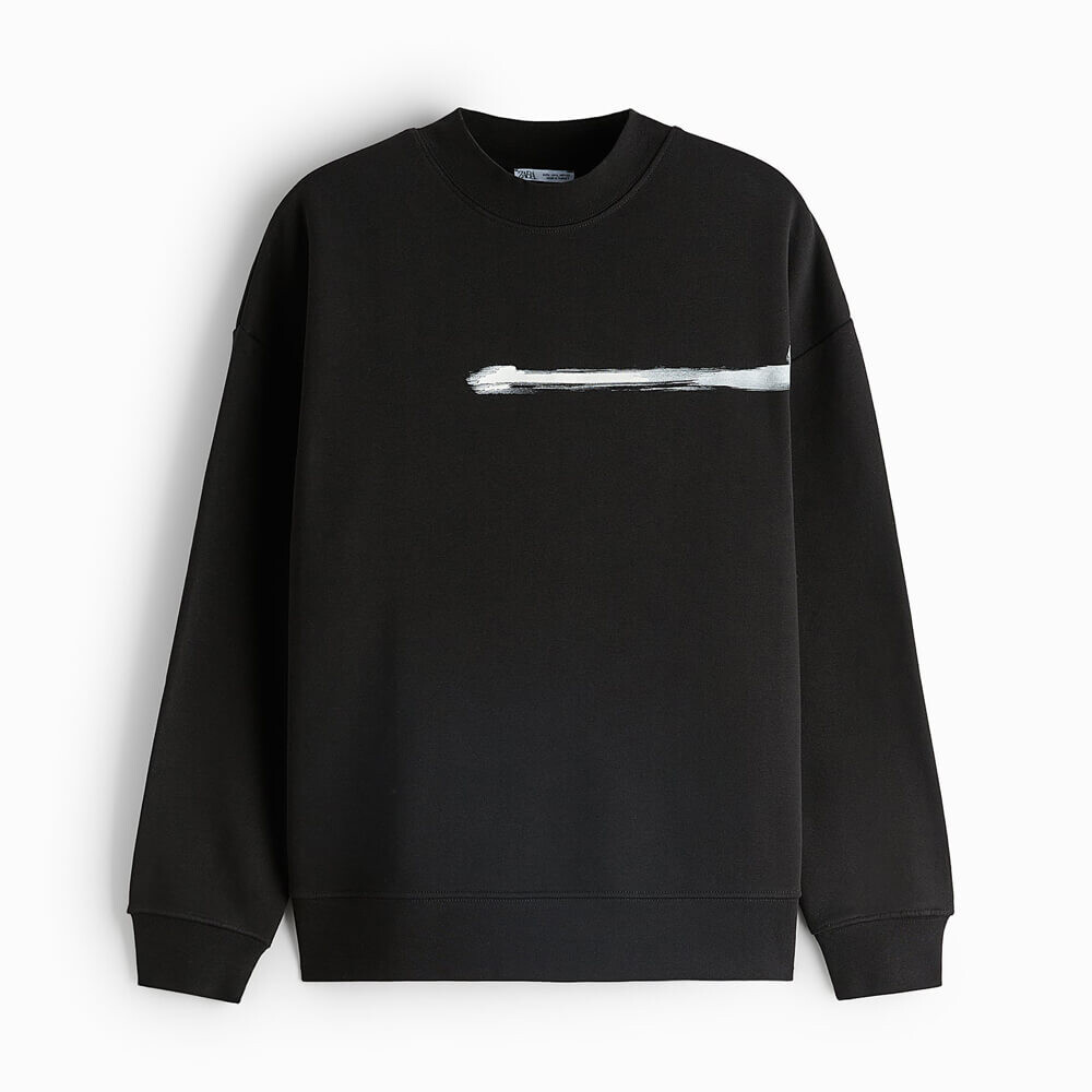 

Свитшот Zara Slogan Print, черный