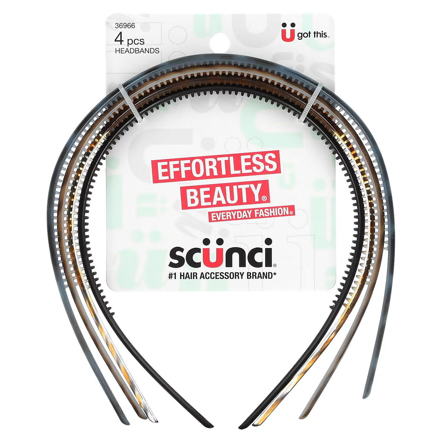

Scunci, Тонкие пластиковые обручи, разные цвета, 4 штуки
