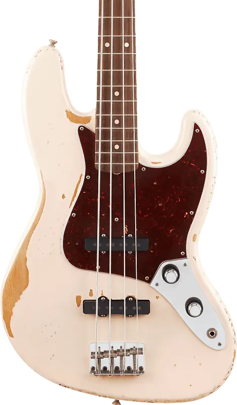 

Fender Flea Jazz Electric Bass Roadworn Shell Pink с чехлом для гитары