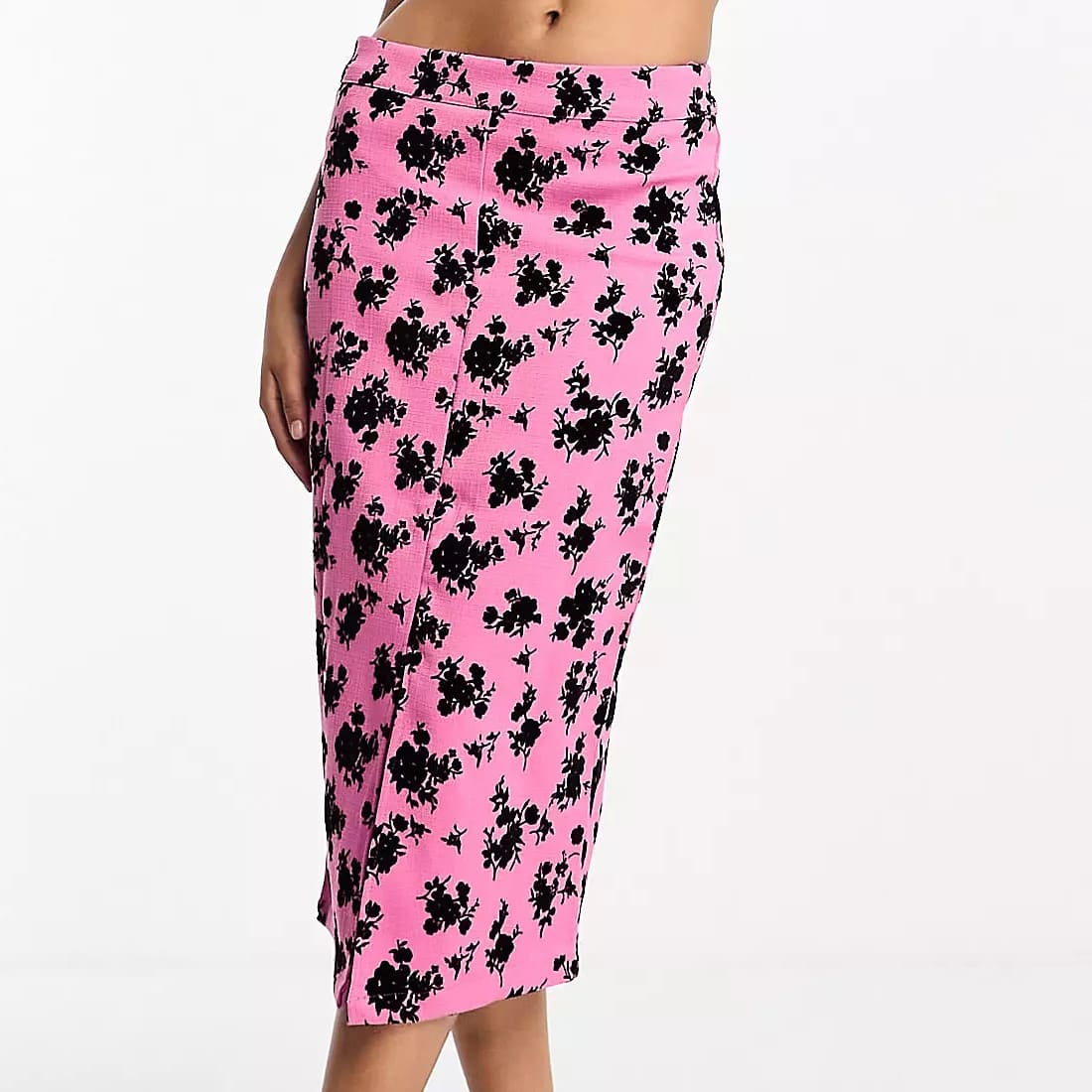 Юбка Vila Midi Pencil Co-ord Floral Jacquard, розовый/черный юбка kyku женская с цветочным принтом повседневная смешная юбка карандаш с 3d принтом листьев и черных цветов для вечеринок