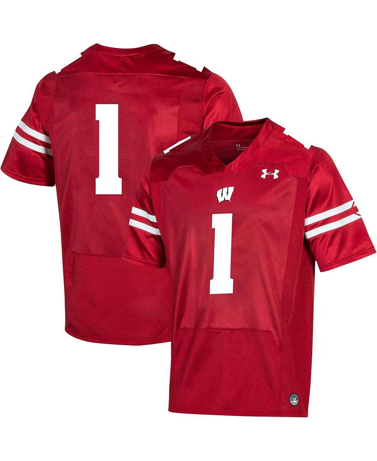 

Мужская футбольная майка #1 red wisconsin badgers premier Under Armour, красный