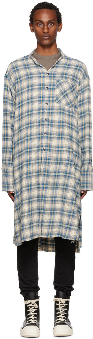 

Синяя клетчатая рубашка Greg Lauren