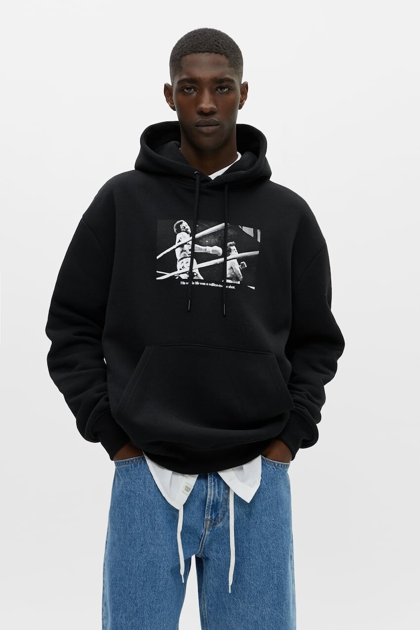 

Худи Рокки Бальбоа Pull&Bear, черный