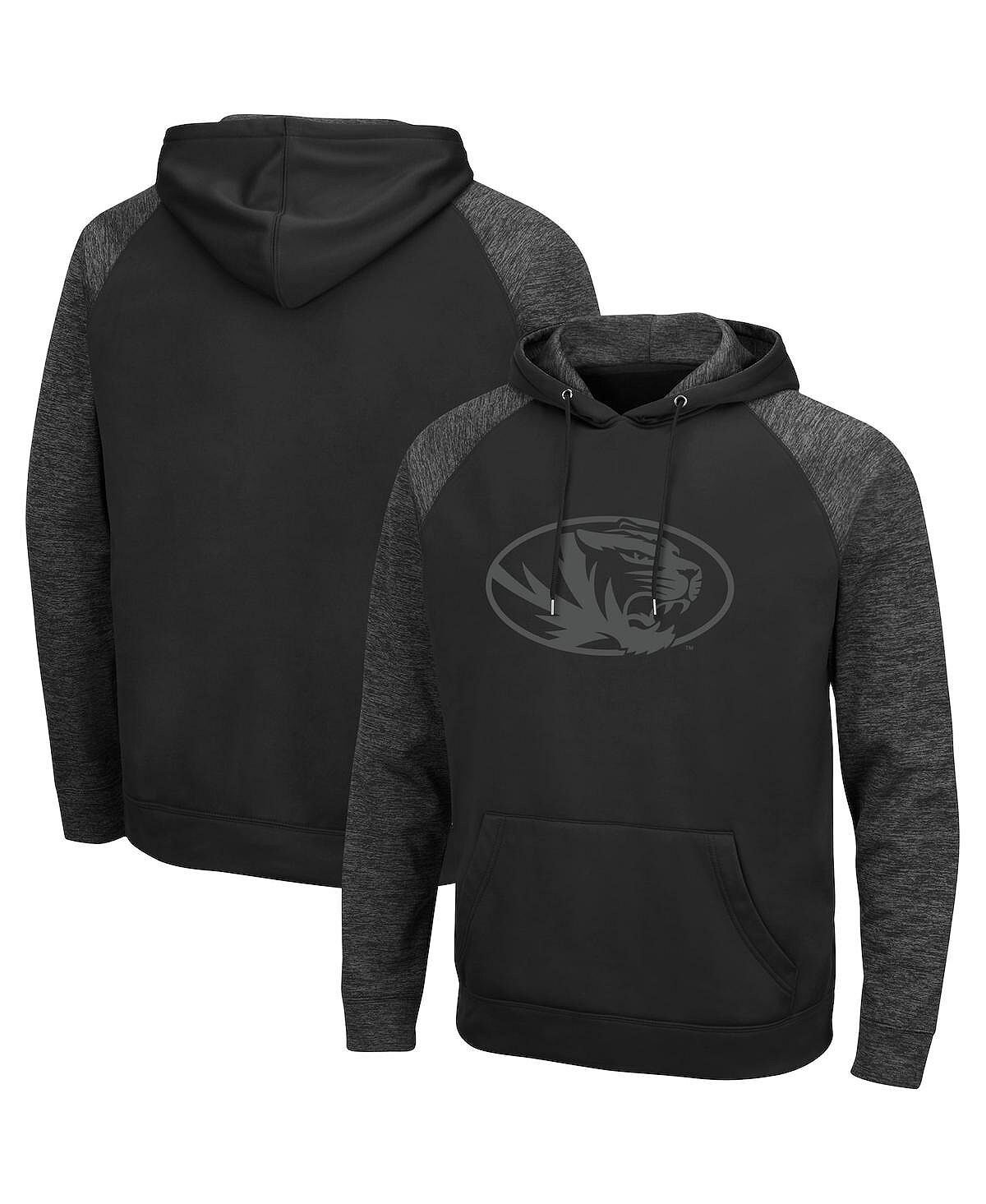 

Мужская черная толстовка с капюшоном missouri tigers blackout 3.0 tonal raglan pullover Colosseum, черный