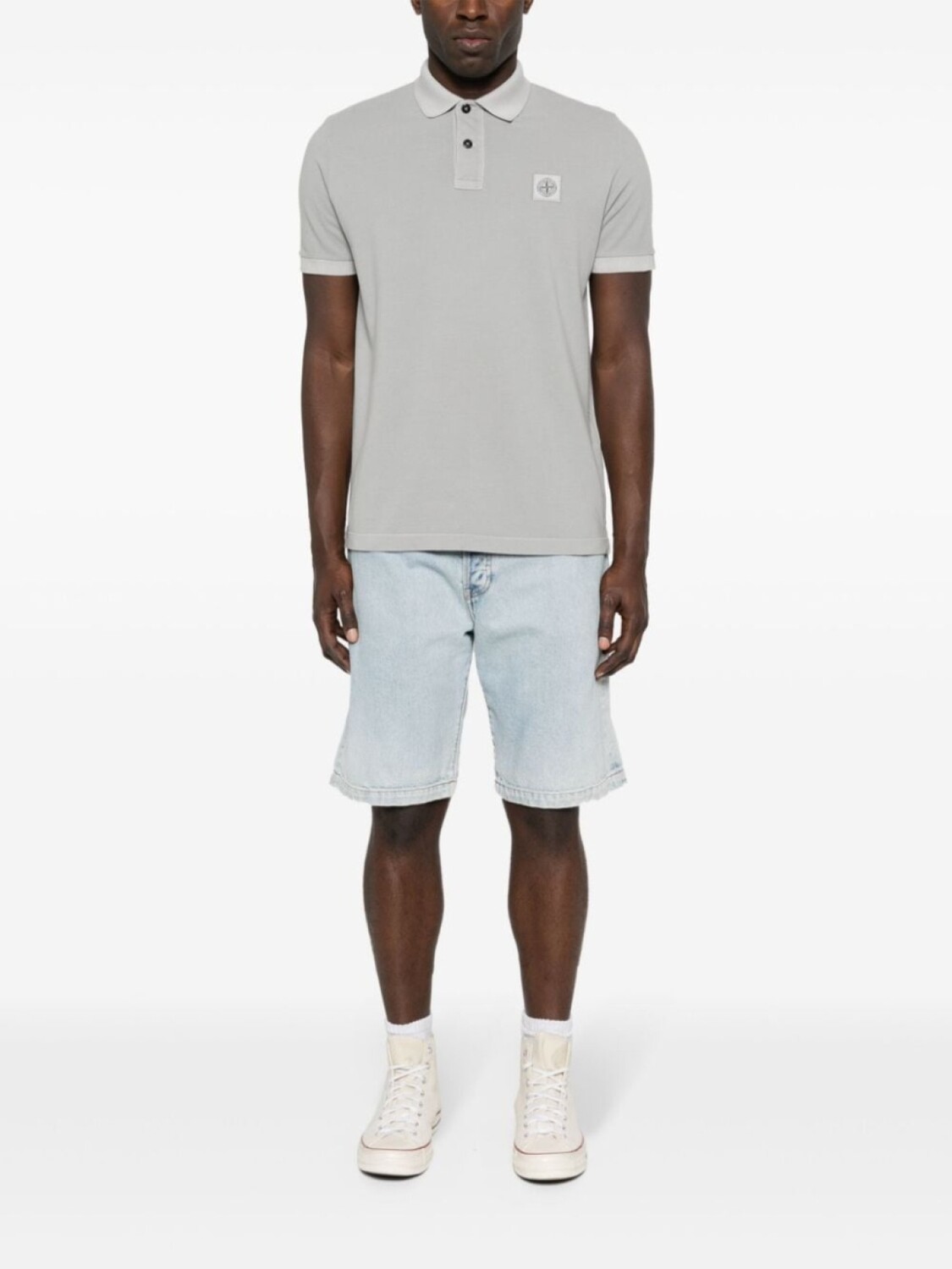 

Stone Island рубашка поло с аппликацией Compass, серый