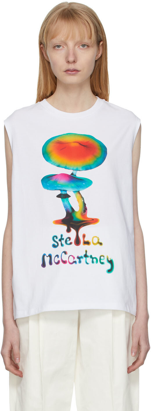 

Белая футболка с принтом грибов Stella McCartney