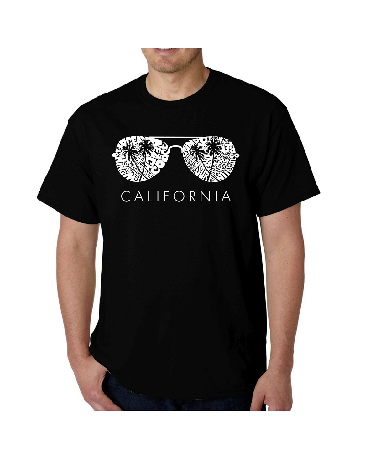 цена Мужская футболка word art - california shades LA Pop Art, черный